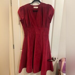 Palava red velvet holiday midi length dress. Size 14